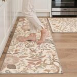 BEIMO Runner Rug 80x150cm Floral Washable Non-Slip Hallway Rug Blush Cream