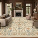 BEIMO Washable Large Rug 200x290cm Beige Pink Flower Carpet W/Voucher. SB BEIMO UK / FBA