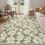 BEIMO Washable Rug 120x170cm Non-Slip Sage Green Botanical Hallway Carpet