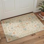 BEIMO Washable Rug 60x90cm Vintage Non-Slip Mat Entryway Rug Pink Beige