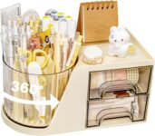 BENBER Rotating Makeup Brush Storage Tube, Desk Organizer & Pencil Holder, MultiPurpose Makeup Organizer for Drawer & Desktop
