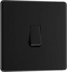 BG Electrical Single Wall Light Switch, 2 Way, Screwless Front Plate, Slim Profile, Matt Black, 20A, 16AX, FFB12 – Prime Exclusive