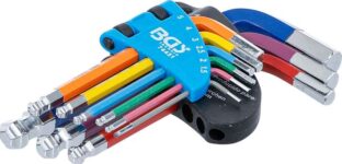 BGS 74451 L-Type Wrench Set Multicolour Short Internal Hexagon, Internal Hexagon with Ball Head 1.5-10 mm 9 pcs.