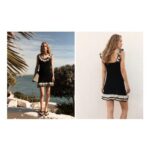 BHOEM Black/White Crochet Frill Detail Mini Knit Dress
