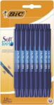 BIC Soft Feel Click Grip Ballpoint Pens, Blue – Pack of 15
