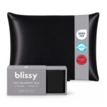 BLISSY Silk Pillowcase, Mulberry Silk 22 Momme, Zipper, Black