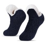 BLURBE Slipper Socks Women- Fluffy Socks, Knitted Thick Fleece Lined Warm Cosy Winter Non Slip Super Soft Fluffy Slipper Socks Unisex