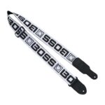 BOSS BSM-20-WB Instrument Strap, White with Black Logo
