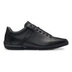 BOSS Saturn Leather Trainers with Odour-Control Lining Size 5 Black