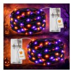 BTFarm Halloween Fairy Lights Battery Operated with Timer (Orange, Purple)
