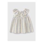 Baby Cream Stripe Frill Neck Dress (Newborn – 23mths) 0-3 Months