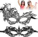 Bansusu 2Pcs Masquerade Mask Women, Lace Mask for Half Face