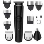 BarberBoss Mens Cordless Trimmer Kit: Beard, Hair, Nose & Ear Groomer, 6 Guide Combs, USB Rechargeable