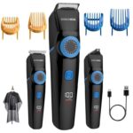 BarberBoss Mens Hair, Beard & Detail Trimmer, Rechargeable Facial Groomer for Men, 3-in-1