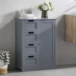 Bath Vida Priano Freestanding 4 Drawer 1 Door Bathroom Floor Cabinet, Grey H81 x W60 x D30 cm (Discount at Checkout)