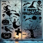 Baynetin 9 Sheet Halloween Window Stickers Clings Decals Halloween Decorations 104 pcs Double Sided Static Reuseable Bats Spider Ghost Pumpkin for Halloween Party Home, Glass, Door