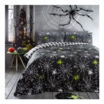 Bedlam Halloween Spiders Duvet Cover, Single, Reversible, Glow-in-the-Dark