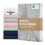 Bedsure Deep Pocket Fitted Sheet 40cm Grey 135x190cm