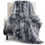 Bedsure Fluffy Sherpa Fleece Blanket – Faux Fur, Tie Dye Grey, 150×200 cm with checkout discount Sold by Bedsure EU / FBA