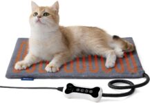 Bedsure Heated Cat Bed Small, Adjustable Temperature & Timer, 45x40cm, Grey