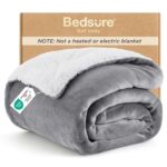Bedsure Sherpa Fleece Throw Blanket – Thick, Silver Grey, Twin, 150x200cm with checkout discount – Sold by Bedsure EU /FBA – Prime Exclusive