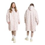 Beige Leopard-Print Changing Robe, Waterproof, Hooded, Fleece-Lined Pockets