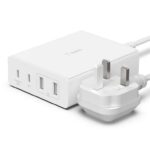 Belkin 108W GaN USB Charging Station for Multiple Devices, 2 USB Type C and 2 USB A Fast Desktop Charger Dock Hub for MacBook, Pro, Air