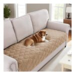 BellaHills Soft Chenille Sofa Cover, 3-Cushion, Khaki, 90x210cm
