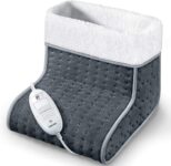 Beurer FW20UK Cosy Foot Warmer – Grey, Electric foot warmer for cold feet, 3 temperature settings, Cosy teddy fleece lining, Suitable up to shoe size 12.5, Washable lining, 45C – 50C