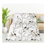 Bird Throw Blanket – Flannel Fleece, Chickadee and Willows 40×50