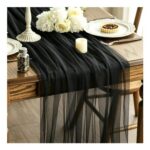 Black Chiffon Table Runner 150x300cm Sheer Boho Wedding Decor