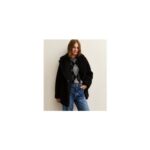 Black Collared Long Sleeve Borg Coat