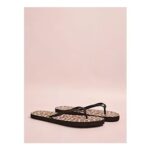 Black Leopard Flip Flops Large