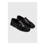 Black, Rucked PU Loafers