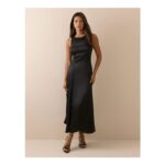 Black Satin Reign Midi Dress