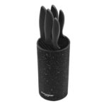Blackmoor 5-Piece Knife Set/Comes with Freestanding Storage Block/Stainless Steel Knives/Non-Stick Black