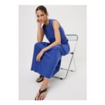 Blue Linen Blend Co Ord Vest Top Blue 8