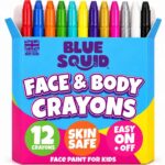 Blue Squid Face Paint Crayons – 12 Colors Vibrant Colors, Twistable & Washable – Sold by Blue Squid UK / FBA