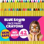 Blue Squid Face Paint Crayons for Kids – 42pcs XL Non-Toxic, Washable Body Paint Crayons – Our Face Painting Kit Makeup Sticks are Easy to Use, Safe for Sensitive Skin and Perfect for a Kids Party