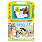 Bluey Read & Doodle – Learning resources for kids, a magnetic drawing pad, an easy-to-use pen, 22-page board book for reading and drawing