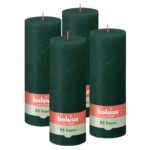 Bolsius Rustic Pillar Candles, Green (Pack of 4)