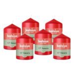 Bolsius Smooth Pillar Candle Red 8cm 6-Pack Plant-Based Wax