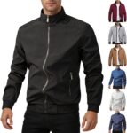 Bomber Jacket Men Stand Full Zip Lightweight Waterproof Jacket M-6Xl