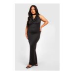 Boohoo plus Drape Halterneck Slinky Maxi Dress