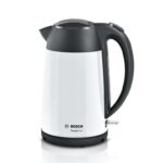 Bosch DesignLine Stainless Steel Cordless Kettle, TWK3P421GB, White & Black Fast Boil, 1.7 Litres, 360