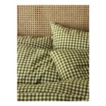 Botanical Green Gingham Linen Pillowcases (Pair)