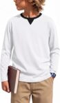Boys Long Sleeve T-Shirt Kids Plain Basic Tops 6-14 Years