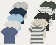 Boys Short Sleeve Cotton T-shirts 5 Pack 1 to 3 yrs ( 4 to 16 years £7 to £10)/ Striped Short Sleeve T-shirts 5 Pack – Free C&C
