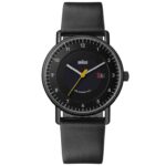 Braun Mens 3-Hand with Solar Powered Date Analogue Quartz Watch, Black Dial and Black Leather Strap – Sold by Watches2U / FBA