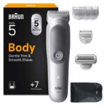 Braun Series 5 Body Groomer for Men, Body Hair Trimmer 7 Tools, SkinGuard, Waterproof, 100 Min Runtime, Grey BG5555